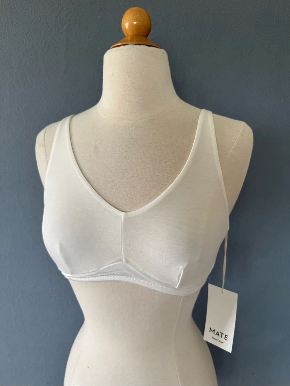 MATE The Label Tencel Wireless U-Neck Bra White Size M NWT
